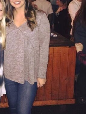 My Story Heathered Brown V-Neck Long Sleeve Tunic